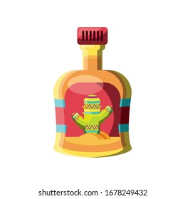 tequila bottle, traditional Mexican drink on white background vector illustration design