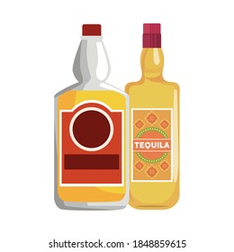 tequila bottles mexican drinks icons vector illustration design