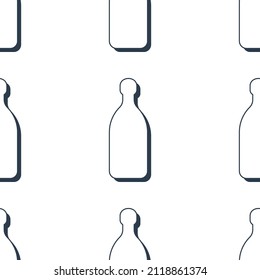 Tequila Flaschen nahtlos Muster. Line Art Stil. Rahmenbild. Schwarz-Weiß-Wiederholvorlage. Party-Drinks-Konzept. Illustration auf weißem Hintergrund. Flaches Design für jeden Zweck. Vektorgrafik.
