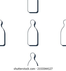 Tequila bottles seamless pattern. Line art style. Outline image. Black and white repeat template. Party drinks concept. Illustration on white background. Flat design style for any purposes. Vector.
