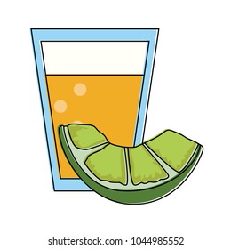 Tequila cup and lemon