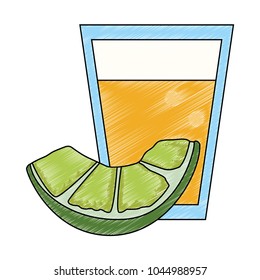 Tequila cup and lemon