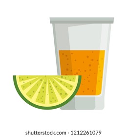 tequila cup with lemon