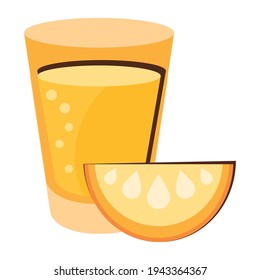 tequila cup and lemon fruit
