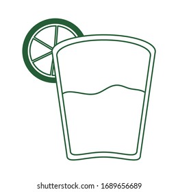 tequila cup and lemon slice. Cinco de mayo mexican celebration vector illustration line style icon