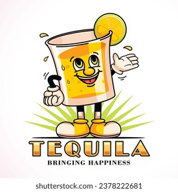 Tequila, a cute tequila glass cartoon mascot. Suitable for logos, mascots, t-shirts, stickers and posters