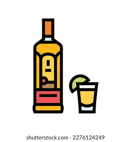 tequila drink bottle color icon vector. tequila drink bottle sign. isolated symbol illustration