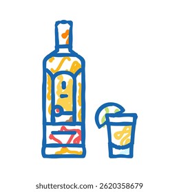 tequila drink bottle doodle icon sketch vector. tequila drink bottle sign. isolated symbol illustration