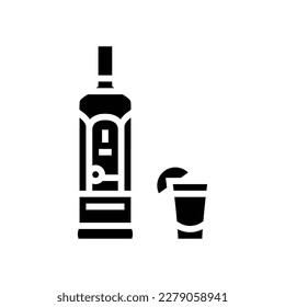 tequila drink bottle glyph icon vector. tequila drink bottle sign. isolated symbol illustration