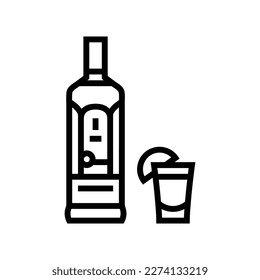 tequila drink bottle line icon vector. tequila drink bottle sign. isolated contour symbol black illustration