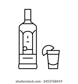 tequila drink bottle line icon vector. tequila drink bottle sign. isolated contour symbol black illustration