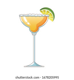 tequila drink cup with lemon fruit vector illustration design