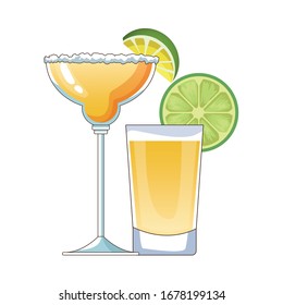 tequila drink cups isolated icon vector illustration design