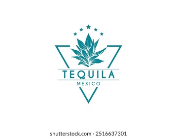 Tequila drinks Mexico logo design. Vector illustration of Mexican Blue Agave Plant for Tequila Drink Vintage Label Logo Design