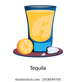 Tequila-Glas-Symbol im Flachstil 