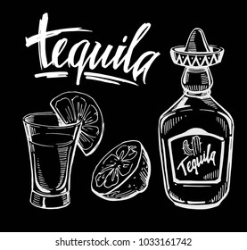 Tequila Hand Drawn Illustration Converted Vector Stock Vector (Royalty ...