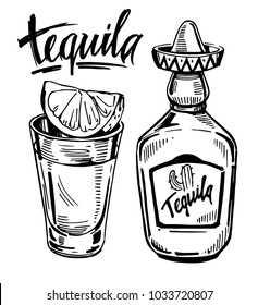 Tequila. Hand drawn illustration converted to vector