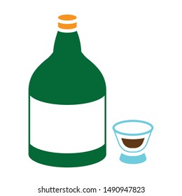 Tequila icon in colour style isolated on white background. Alcohol symbol stock vector illustration.