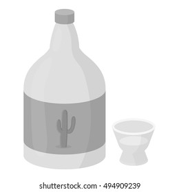 Tequila icon in monochrome style isolated on white background. Alcohol symbol stock vector illustration.