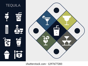  tequila icon set. 13 filled tequila icons. Simple modern icons about  - Soda, Drink, Bar, Mojito, Churros, Rum, Cocktail, Drinks