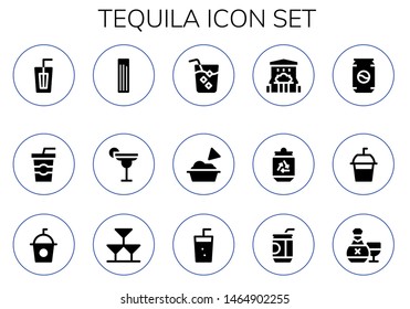 tequila icon set. 15 filled tequila icons.  Collection Of - Drink, Soda, Churros, Cocktail, Guacamole, Bar, Can, Drinks, Rum