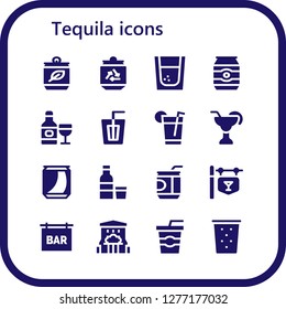  tequila icon set. 16 filled tequila icons. Simple modern icons about  - Can, Tequila, Drink, Cocktail, Vodka, Soda, Bar