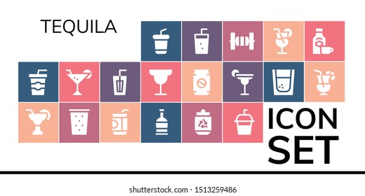 tequila icon set. 19 filled tequila icons.  Simple modern icons about  - Soda, Cocktail, Drink, Rum, Can, Tequila, Bars