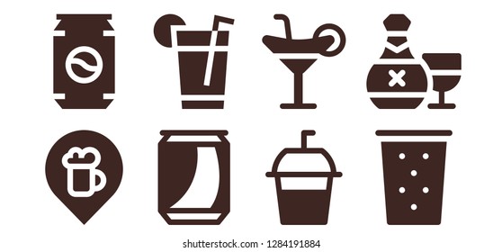  tequila icon set. 8 filled tequila icons. Simple modern icons about  - Bar, Can, Drink, Soda, Cocktail, Rum