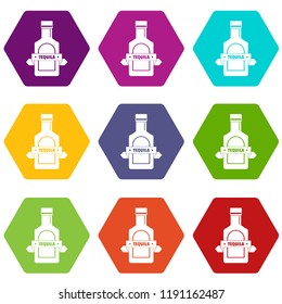 Tequila icons 9 set coloful isolated on white for web
