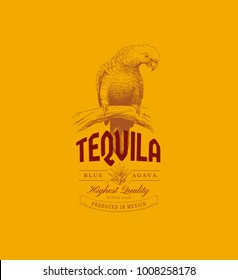 Tequila label design with parrot