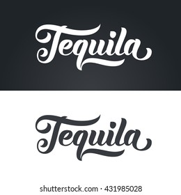 Tequila Label Hand Lettering. Handmade Vector Calligraphy Collection