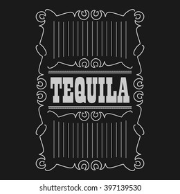tequila label on a dark background, vector format.