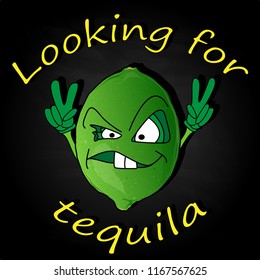 Tequila and lime banner design.Poster alcohol, vector illustration.