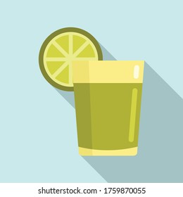 Tequila lime glass icon. Flat illustration of tequila lime glass vector icon for web design