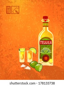 Tequila & Lime. Vector illustration, eps10, editable.