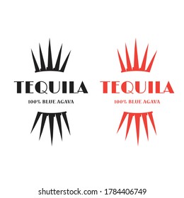 Tequila logo with agava plants. Gin vector label