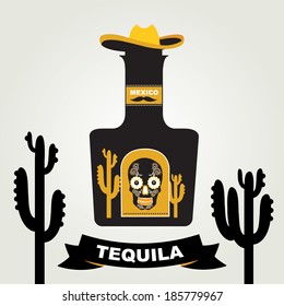 Tequila menu design. Mexican drink. Vector illustration.