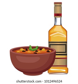 Tequila and mexican beans food
