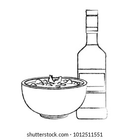 Tequila and mexican beans food