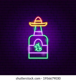 Tequila Neon Sign. Vector Illustration of Interior Promotion.