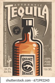 Tequila Promotional Retro Poster Design Vintage Stock Vector (Royalty ...