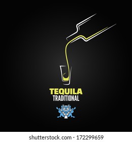 Tequila Shot Bottle Glass Menu Design Background