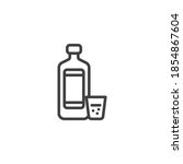 Tequila shot and bottle line icon. linear style sign for mobile concept and web design. Tequila bottle and glass outline vector icon. Symbol, logo illustration. Vector graphics