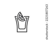 Tequila shot glass line icon. linear style sign for mobile concept and web design. Tequila cocktail with lime outline vector icon. Symbol, logo illustration. Vector graphics