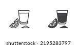 Tequila shot icon. Lemon juice lime and glyph version, outline and filled vector sign. Citrus drink linear and full pictogram. Symbol, logo illustration. Different style icons set