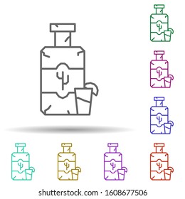 Tequila, shot, lemon, bottle multi color style icon. Simple thin line, outline vector of dia de muertos icons for ui and ux, website or mobile application