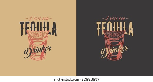 Tequila shot with lime and salt for cocktail bar. Vector design with mexican tequila for alcohol pab