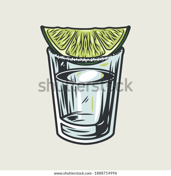 Tequila Shot Lime Salt Hand Drawn Stock Vector (Royalty Free ...