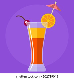 Tequila sunrise  cocktail flat icon