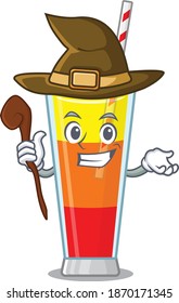Tequila sunrise cocktail funny but sneaky witch cartoon character design